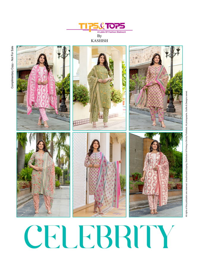 Celebrity By Tips And Tops Cotton Embroidery Kurti Bottom With Dupatta
